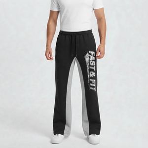 Custom Men Loose Pants Solid Color Joggers Sweat Pants Flared Sweatpants With Logo Digital Print men pants - Product Image 4
