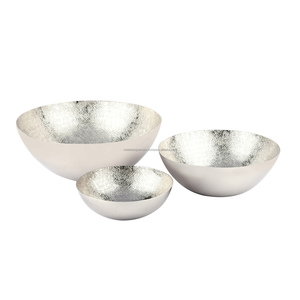 Juego de 3 cuencos redondos de aluminio texturizados y Meena Art Work Fruits Basket, vajilla de Metal multiusos para almacenamiento de cocina - Product Image 1
