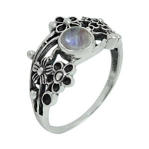 Faceted Rainbow Moonstone <b>Ring</b> In <b>925</b> Sterling <b>Silver</b> Handmade Gemstone Bohemian Jewelry Luxury Flower <b>Ring</b> Gift For Women - Product Image 1