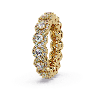 Anillo de Eternidad con Halo de Oro de 14K, Estilo Art Deco, con Diamante Cultivado en Laboratorio de Corte Brillante Redondo, Anillo de Compromiso y Matrimonio para Mujer - Product Image 2