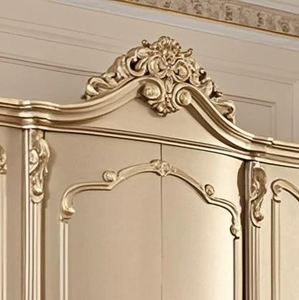 Armario de Lujo Clásico Francés de Caoba, Estilo Luis XV, con Tallados en Dorado Marfil, Mueble Elegante para Dormitorio, Diseño Premium, Producto OEM - Product Image 3