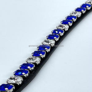 Banda para la frente de cuero con forma de onda, cristales OUND de cristal de diamante mega Bling para brida en full COB a precio al por mayor - Product Image 1