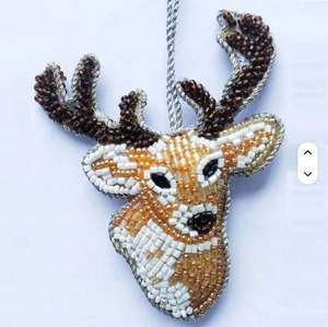 เครื่องประดับตกแต่งวันหยุดสีชมพูเรืองแสง ของตกแต่งแขวนปักลายประดับด้วยลูกปัดคริสตัลและผ้าไหมปักลาย  ของประดับตกแต่งคริสต์มาส - Product Image 1