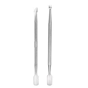 Women's Double-<b>Ended</b> Stainless Steel Cuticle Pusher Set with Non-slip Handle Grip and Square Shape for Nail Polish Art & Remover - Product Image 1