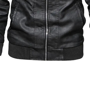 Veste en cuir véritable de haute qualité pour homme, col montant en toile, respirante, décontractée, motif lettres, personnalisable, service OEM - Product Image 2