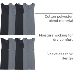 เสื้อกล้ามชายสีขาว ผ้าริบ ทอแบบมีริ้ว คอกลม แขนกุด สวมใส่สบาย ผ้าฝ้าย 100% แห้งเร็ว - Product Image 3