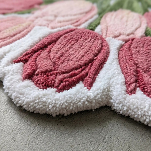 Alfombra de Lana con Diseño Geométrico Antideslizante, Hecha a Mano, con Motivo de Ramo de Tulipanes Rosas, Alfombra Decorativa Suave para Dormitorio o Sala de Estar - Product Image 5