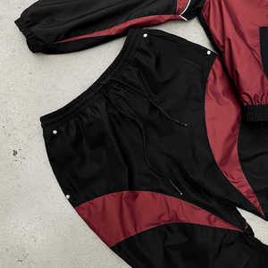 Casual Spring Windproof Heavyweight Unisex <b>Track</b> <b>Jacket</b> and Pants Set with Reflective Stripe Custom Embroidery Windbreaker Sets - Product Image 6
