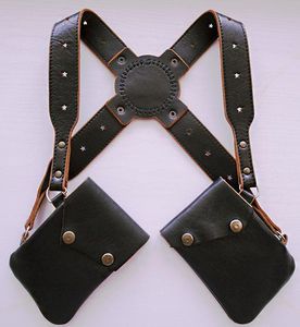 FAZMAX <b>Black</b> Oxford Tactical Harness Bag Unisex Shoulder Sling <b>Backpack</b> Genuine <b>Leather</b> Lining Zipper Detachable Strap - Product Image 1