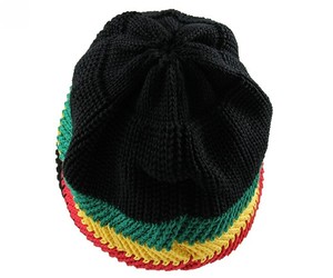 Hand Knitted Beanie Hat With Contrast Color Blocking Design Acrylic <b>Winter</b> <b>Cap</b> Unisex Adult 56-58CM Casual Style - Product Image 1