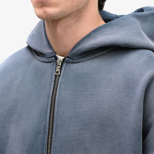 Sweat à capuche streetwear personnalisé pour homme 2026 – Coton French Terry de haute qualité, délavé, fermeture éclair double sens, logo frontal effet délavé - Product Image 4