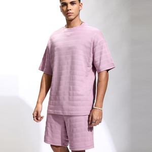 Ensemble décontracté d'été personnalisé pour homme : T-shirt à manches courtes et short amples, 100 % coton, séchage rapide, haut de gamme - Product Image 2