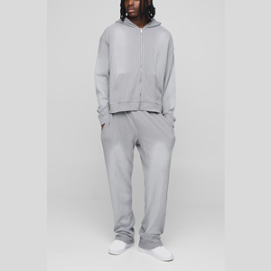 Conjunto deportivo de 2 piezas para hombre, pantalones de chándal con capucha extragrandes, peso medio, ropa de calle de invierno. - Product Image 6
