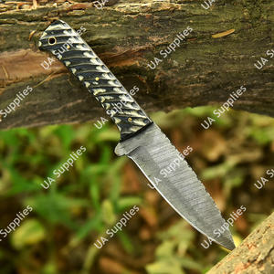 Couteau de chasse et de camping à lame fixe en acier Damas, pointe tombante, qualité industrielle supérieure, support OEM/ODM en gros - Product Image 2