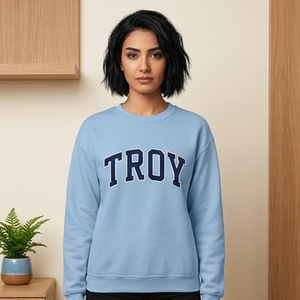 เสื้อสเวตเชิ้ตคอกลมพิมพ์ลาย Troy Letter Print สำหรับผู้หญิง รุ่น Custom Divine Nine Mock Neck ปักลาย Gingham พร้อมโลโก้ สำหรับวิทยาลัย มหาวิทยาลัย สไตล์กรีก - Product Image 3