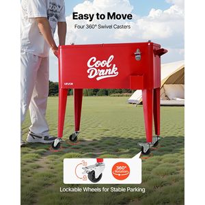 Frigorifero portatile da 80 litri con 4 ruote girevoli, carrello refrigerante per feste in patio, contiene 50 bottiglie/110 lattine - Product Image 4