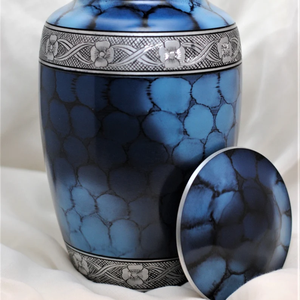 Urna Funeraria de Metal Azul, Ataúd Conmemorativo Personalizable, Suministros Funerarios - Product Image 3