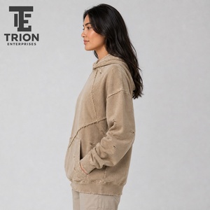 Women Distressed <b>Hoodie</b> Designed With <b>Lightweight</b> Fabric Comfortable Feel And Modern Streetwear Style For Daily Lifestyle Wear - Product Image 6