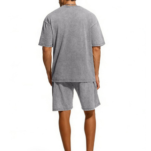 Ensemble d'été personnalisé délavé à l'acide pour hommes, short et chemise à manches courtes, respirant et à séchage rapide - Product Image 6
