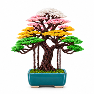 Handmade Aluminum Wire Artificial Maple Bonsai <b>Tree</b> Multicolor Foliage Blue Rectangular Porcelain Pot Chinese New Year Christmas - Product Image 1