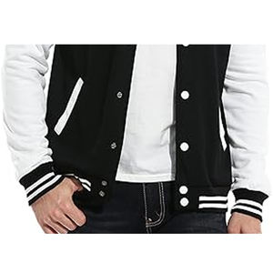 Vestes universitaires unisexes en cuir, polyester, coton et laine, style urbain décontracté, boutonnées, vêtements de sport, vestes bomber, promotion OEM. - Product Image 6