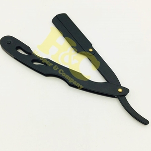 Navajas de Barbero Profesionales de Color Negro con Mango de Madera Completo, Cuchilla Intercambiable, Parte Superior de Acero Inoxidable, Se Acepta Logotipo Privado para Salón - Product Image 2