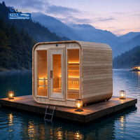 Sauna Pod Kayu Cedar Merah Thermo Pine Panoramic Bersertifikasi HOA, ETL, CSA, Smart WiFi 240V, DDP USA Kanada Airbnb Ski