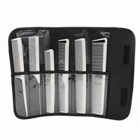 Ensemble de 6 peignes professionnels en plastique pour la coupe de cheveux avec étui, kit d'outils de salon de coiffure, résistant à l'eau, léger
