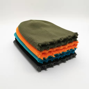 Bonnet en acrylique côtelé uni personnalisé, sans revers, avec bas de bonnet effet vieilli, en laine cachemire, vente en gros - Product Image 5