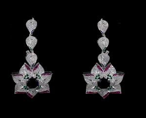 High End 30ct Lab Grown Diamond <b>Statement</b> <b>Necklace</b> Set 14k Gold Round Brilliant Near Colorless CVD Diamond Bridal Jewelry Gift - Product Image 2