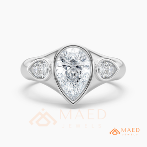 925 Sterling Silver Pear Cut Moissanite Three <b>Stone</b> Engagement Ring Luxury Bridal Jewelry Gift Women USA - Product Image 5