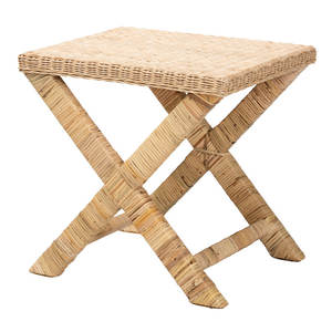 Tabouret d'appoint rustique DreamCraft en rotin et bois d'acajou, meuble ottoman élégant, fabriqué au Vietnam - Product Image 4