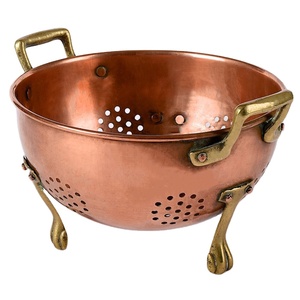 Multifunctional Drain Basket Fruits & Vegetables Stainless Steel Copper Finishing <b>Colander</b> Metal Mixing Bowl Food <b>Strainer</b> - Product Image 1
