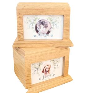 Wooden Pet Cremation <b>Urn</b> Solid Wood Keepsake Casket Memorial Box for <b>Cat</b> and Dog Home Remembrance - Product Image 3