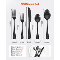 Ensemble de couverts en acier inoxydable 30 pièces Noir Design ovale minimaliste Passe au lave-vaisselle Vaisselle durable pour 6 personnes