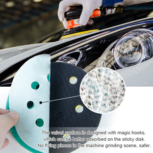 100pcs 6英寸砂盘干湿膜背绿色砂盘钩环无尘随机轨道砂光机汽车油漆用纸 - Product Image 5