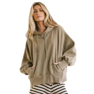 เสื้อสเวตเตอร์มีฮู้ดสำหรับผู้หญิง ผ้าฝ้าย/ใยไผ่คุณภาพสูง ทออย่างดี ระบายอากาศได้ดี ไม่ยับง่าย ทรงโอเวอร์ไซส์ สวมใส่สบาย เหมาะสำหรับฤดูหนาว - Product Image 1