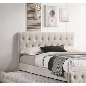 Letto singolo contemporaneo imbottito in tela marrone chiaro con letto estraibile, doghe e testiera e pediera trapuntate, mobili per camera da letto per ragazzi - Product Image 6