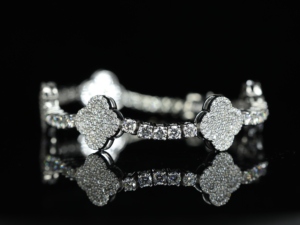 S925 Silver Moissanite 4mm <b>Clover</b> European and American Cross-border Bestseller Hip-hop Tennis <b>Bracelet</b> High-end Texture - Product Image 3