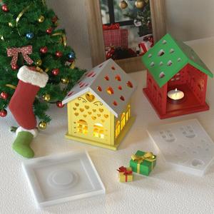 แม่พิมพ์ซิลิโคนสำหรับทำเทียนเรซิ่นอีพ็อกซี่ รูปบ้านคริสต์มาส บ้านเทียนคริสต์มาส บ้านเล็ก โคมไฟกลางคืน  ยี่ห้อ Cool Le Chu - Product Image 4