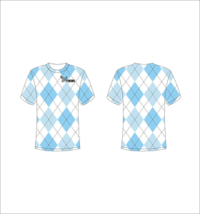 Camiseta de Manga Corta con Estampado Argyle para Hombre, Color Azul y Blanco, Cuello Redondo, Corte Regular, Transpirable, Informal, Estampada, Venta al Por Mayor, OEM - Product Image 1