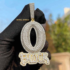O Block <b>Iced</b> <b>Out</b> Zircon Pendant Necklace Micro Pave Brass <b>Chain</b> Jewelry for Men Party Wear - Product Image 1