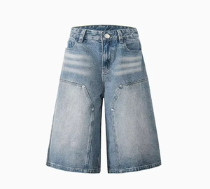 Denim <b>Mid</b>-Waist Cargo Shorts Men - Product Image 2