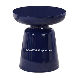 Luxury Modern Glossy Navy Blue Metal <b>Side</b> <b>Table</b> <b>Round</b> Accent End Coffee Stools Alloy Metal Living Room Home Decor Furnitures - Product Image 2