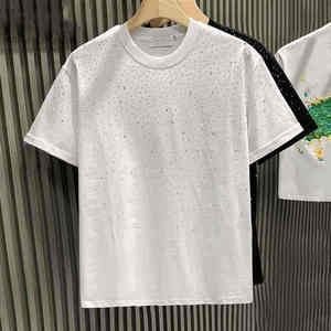 GSI Made Mens <b>White</b> Short Sleeve O-Neck T-<b>Shirt</b> With Glitter Dot Print Casual Regular <b>Fit</b> 100% Cotton Jersey Fabric Breathable - Product Image 1