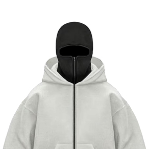 Sweat à capuche cagoule ninja zippé personnalisé avec logo, 100 % coton, unisexe, pour l'hiver - Product Image 2