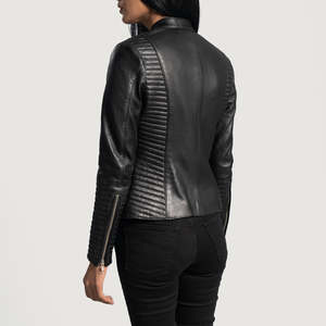Furat Leathers <b>Silver</b> Leather Eco-Friendly Quick Dry 3D Embroidery Bomber <b>Jacket</b> Quilted Breathable Winter Women's Biker Stand - Product Image 3