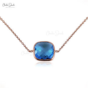 Hot Selling Swiss Blue Topaz Chain Bracelet 12mm Natural Gemstone In 14K Rose <b>Gold</b> Custom Bracelets At Wholesale Price - Product Image 1