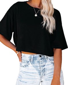 Nouveau t-shirt crop top pour femme, design personnalisé, haute qualité, tendance, manches courtes, coton, toutes les couleurs, à la mode - Product Image 5