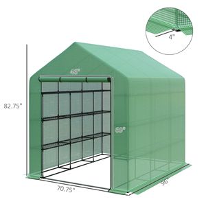 8x6x7 UV giardino protettivo con 18 ripiani e porta con cerniera Roll-up copri PE spazio verde per la vita all'aperto - Product Image 3